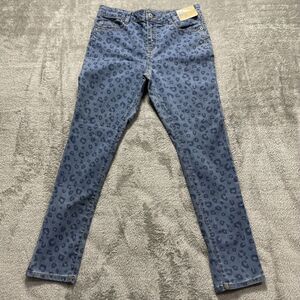 NWT Thereabouts Jeans Big Girls 12.5P Plus Blue Denim Skinny Leopard 29x26